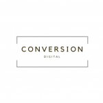 Logo that says conversion digital in a white background.